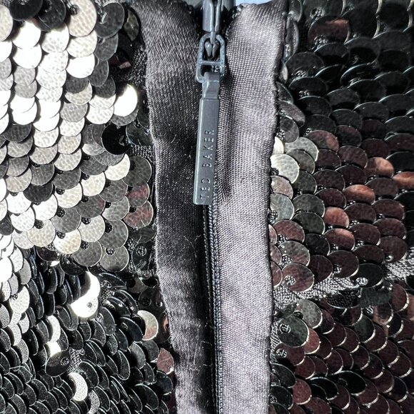 TED BAKER London Sequined Brooklyn Tube Dress Dark Brown Size L - Picture 5 of 7